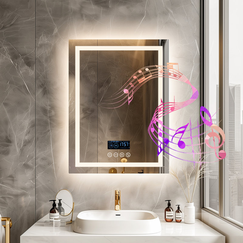 Speaker mirror for bathroom top